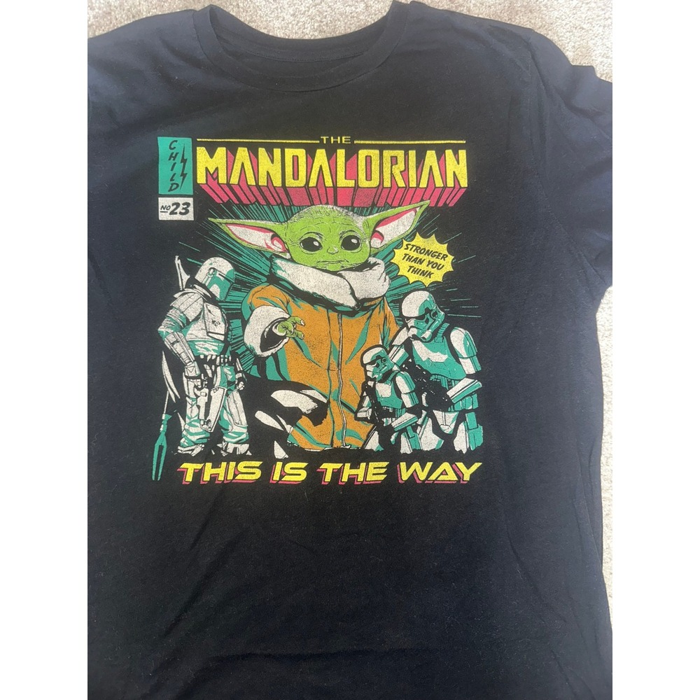 Star Wars The Mandalorian Grogu Comic Graphic T-Shirt Black XL Fifth Sun